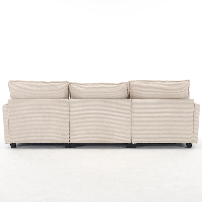 102  Velvet U-Shaped Sectional Sofa with Ottoman & Lumbar Pillows