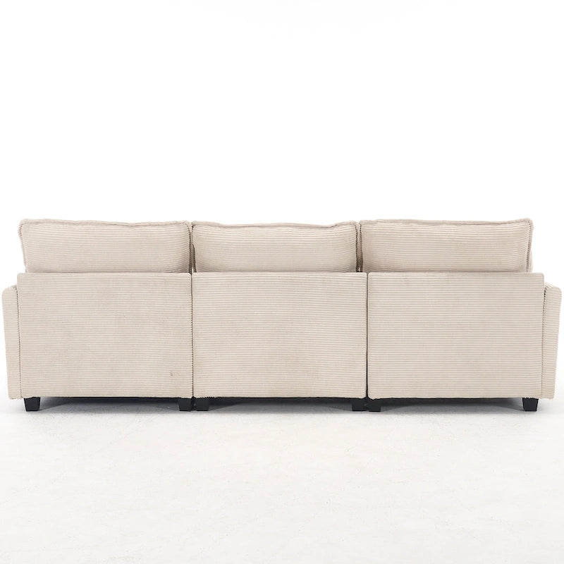 102  Velvet U-Shaped Sectional Sofa with Ottoman & Lumbar Pillows