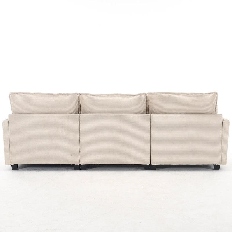 102  Velvet U-Shaped Sectional Sofa with Ottoman & Lumbar Pillows