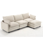 102  Velvet U-Shaped Sectional Sofa with Ottoman & Lumbar Pillows