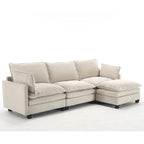 102  Velvet U-Shaped Sectional Sofa with Ottoman & Lumbar Pillows