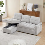 78.75  Chenille Pull-Out L-Shaped Sofa Bed with Charging Ports
