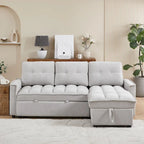 78.75  Chenille Pull-Out L-Shaped Sofa Bed with Charging Ports
