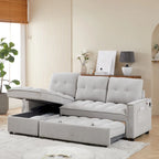 78.75  Chenille Pull-Out L-Shaped Sofa Bed with Charging Ports