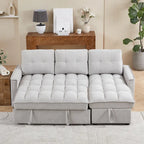 78.75  Chenille Pull-Out L-Shaped Sofa Bed with Charging Ports