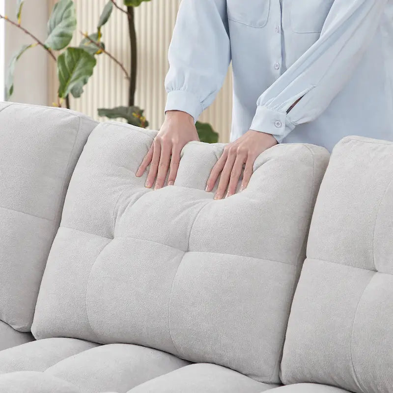 78.75  Chenille Pull-Out L-Shaped Sofa Bed with Charging Ports