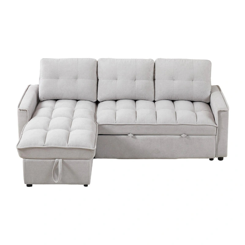 78.75  Chenille Pull-Out L-Shaped Sofa Bed with Charging Ports