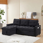 78.75  Chenille Pull-Out L-Shaped Sofa Bed with Charging Ports
