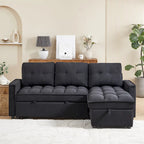 78.75  Chenille Pull-Out L-Shaped Sofa Bed with Charging Ports