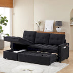 78.75  Chenille Pull-Out L-Shaped Sofa Bed with Charging Ports