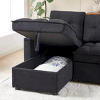 78.75  Chenille Pull-Out L-Shaped Sofa Bed with Charging Ports