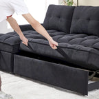 78.75  Chenille Pull-Out L-Shaped Sofa Bed with Charging Ports