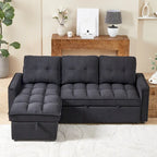 78.75  Chenille Pull-Out L-Shaped Sofa Bed with Charging Ports