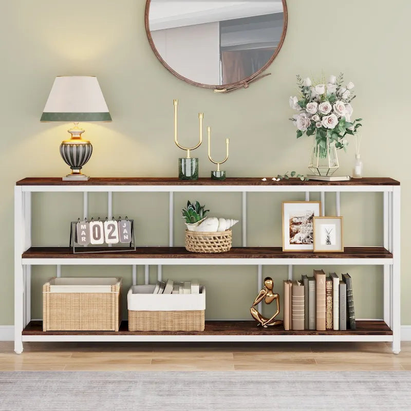 3 Tiers Console Sofa Table, 70  Entryway Hallway Table for Living Room
