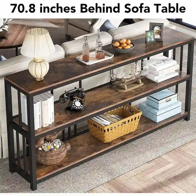 3 Tiers Console Sofa Table, 70  Entryway Hallway Table for Living Room