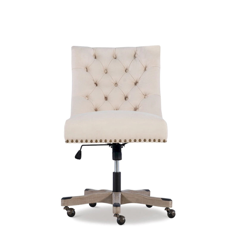 Solid Adjustable Plush Tufted Office Chair - 41.5  - Beige and Gray