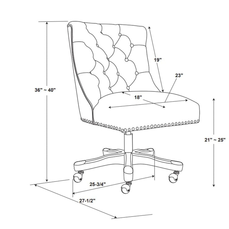 Solid Adjustable Plush Tufted Office Chair - 41.5  - Beige and Gray
