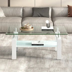 2-Layers Tempered Glass Coffee Table - 23.62 x 39.37 x 17.32