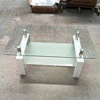 2-Layers Tempered Glass Coffee Table - 23.62 x 39.37 x 17.32