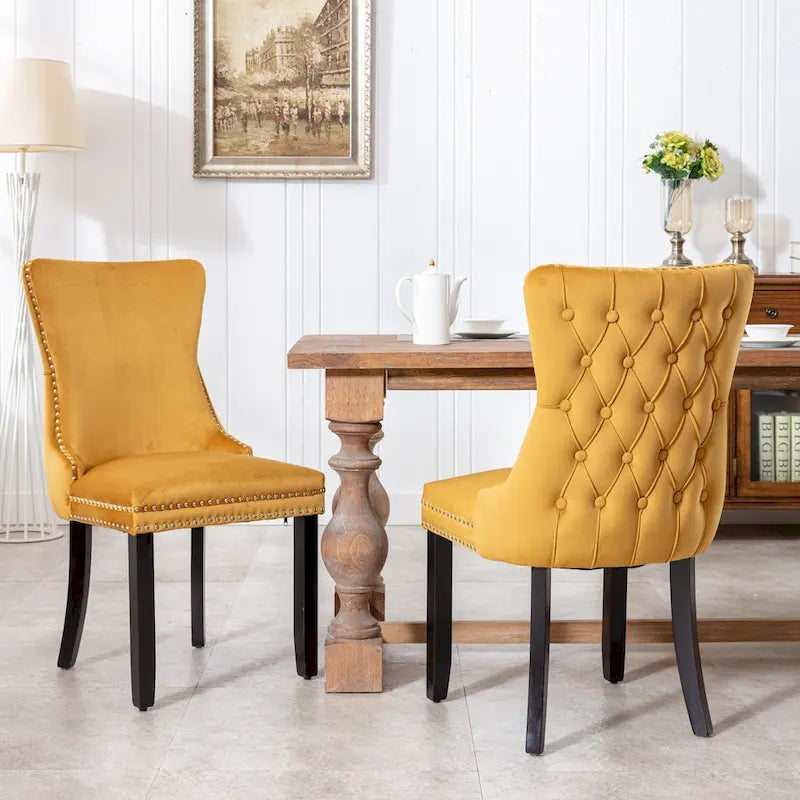 A&A Furniture Upholstered Wing-Back Dining Chair