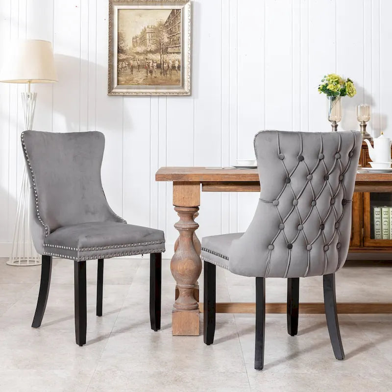 A&A Furniture Upholstered Wing-Back Dining Chair