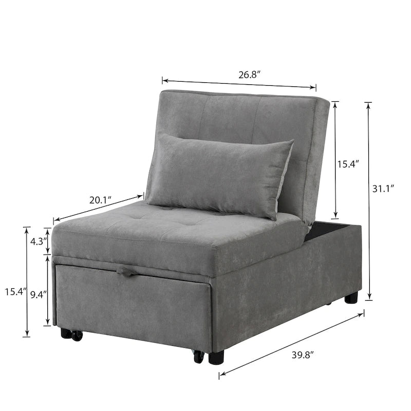 Lordear 4-1 Single futon Adjustable Sofa Bed Sofa Sleeper Folding Convertible Chair - 39.9  x 26.8