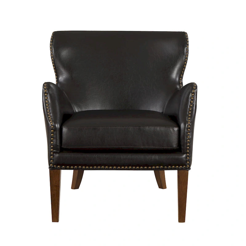 Douglas Faux Leather High Leg Slope Arm Accent Chair by Greyson Living