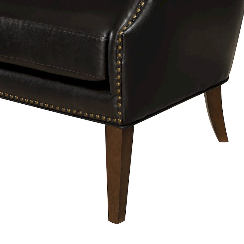 Douglas Faux Leather High Leg Slope Arm Accent Chair by Greyson Living