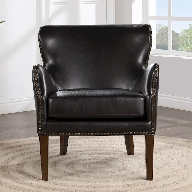 Douglas Faux Leather High Leg Slope Arm Accent Chair by Greyson Living
