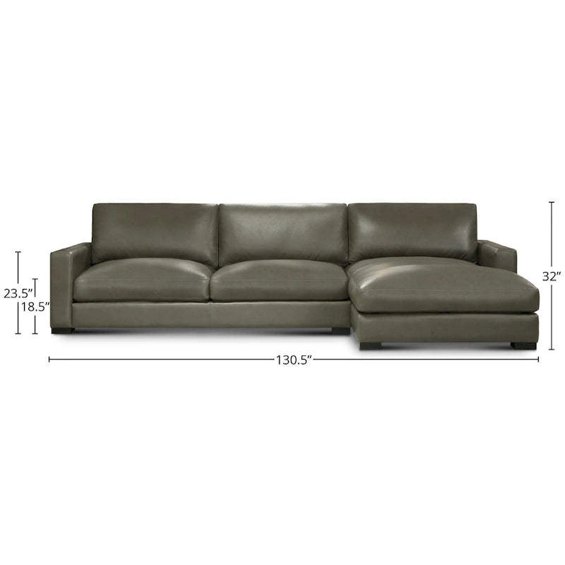 Vancouver Upholstered Chaise Sectional in Portofino Cavalla