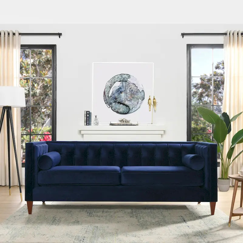 Jack 84  Modern Upholstered Tufted Tuxedo Sofa