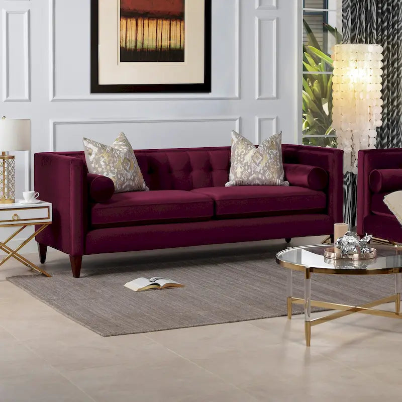 Jack 84  Modern Upholstered Tufted Tuxedo Sofa