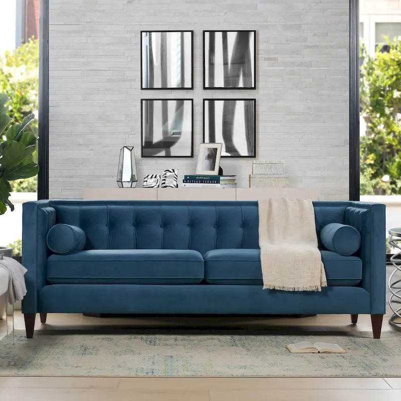 Jack 84  Modern Upholstered Tufted Tuxedo Sofa