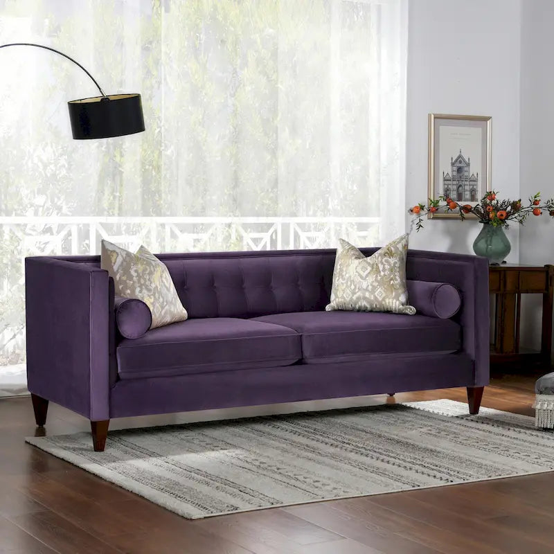Jack 84  Modern Upholstered Tufted Tuxedo Sofa