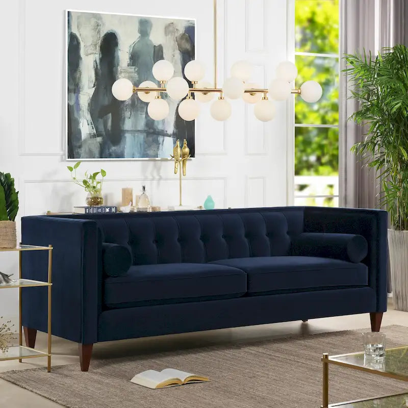 Jack 84  Modern Upholstered Tufted Tuxedo Sofa