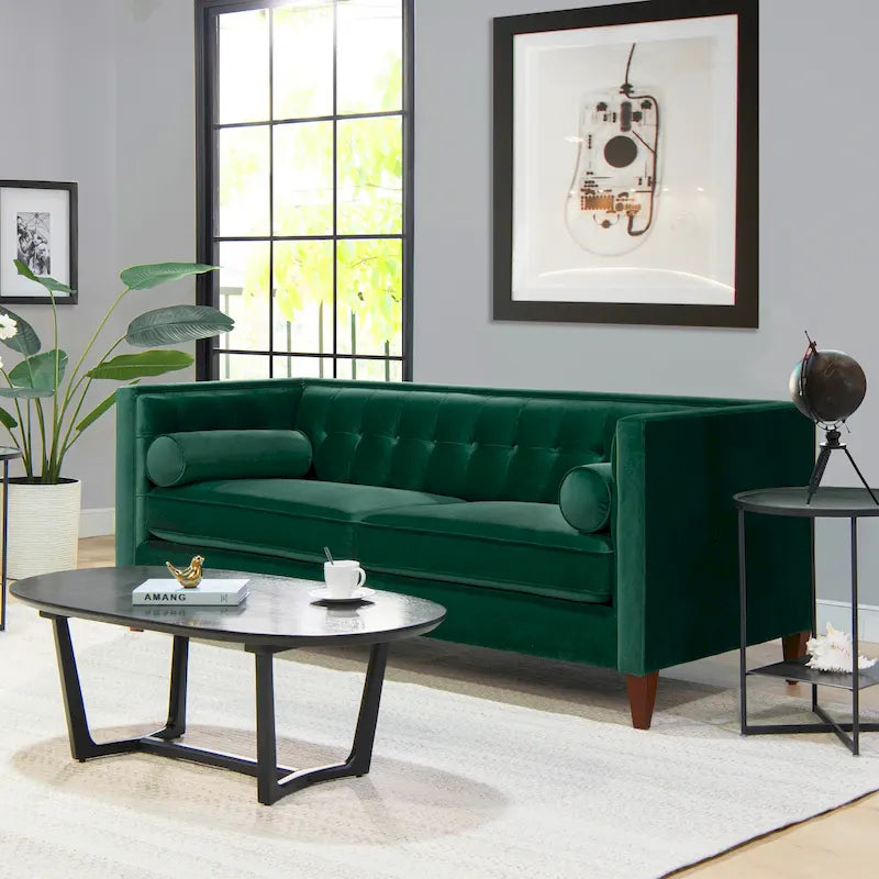 Jack 84  Modern Upholstered Tufted Tuxedo Sofa