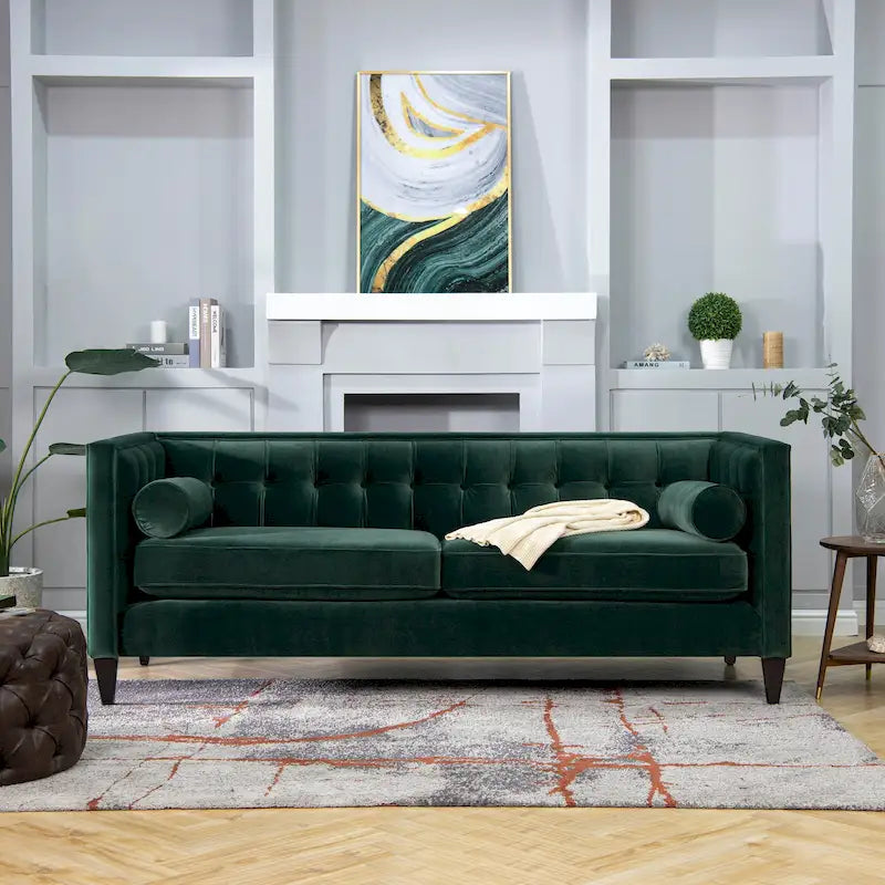 Jack 84  Modern Upholstered Tufted Tuxedo Sofa