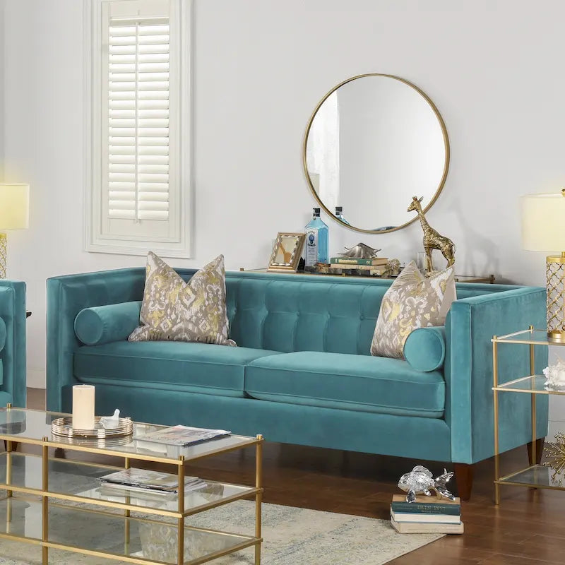 Jack 84  Modern Upholstered Tufted Tuxedo Sofa
