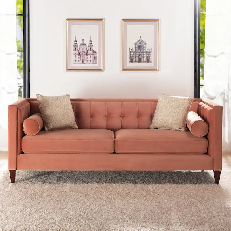 Jack 84  Modern Upholstered Tufted Tuxedo Sofa