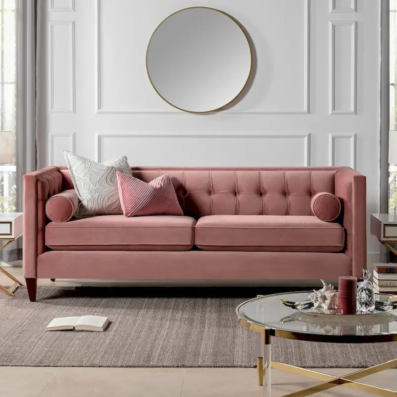 Jack 84  Modern Upholstered Tufted Tuxedo Sofa