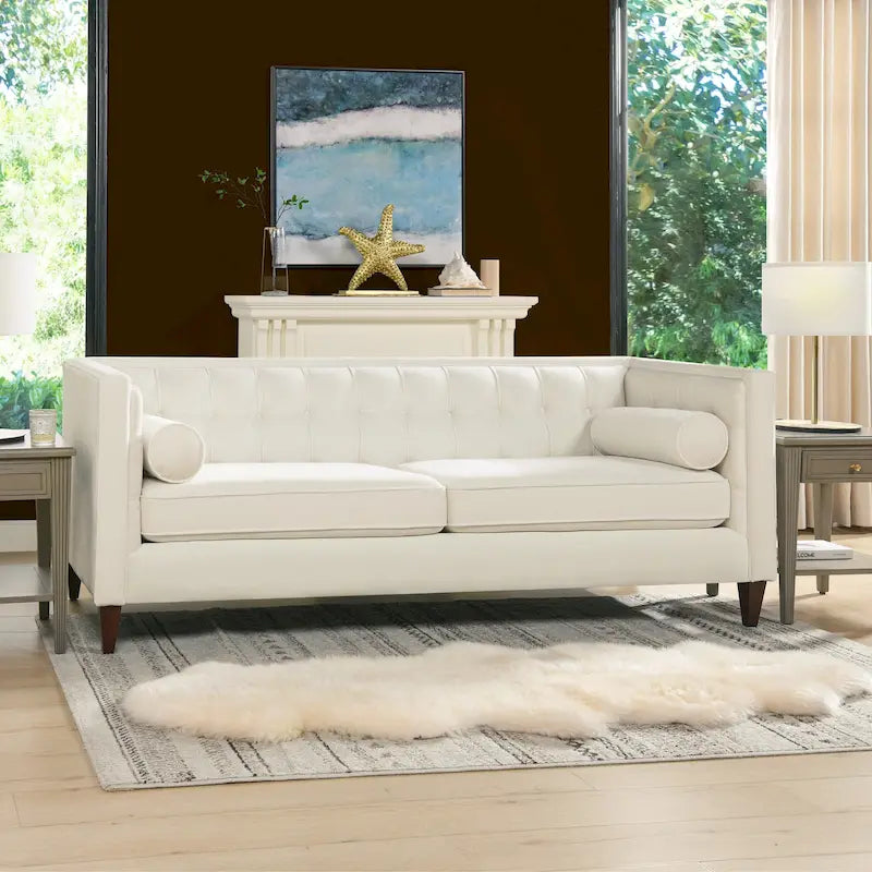 Jack 84  Modern Upholstered Tufted Tuxedo Sofa