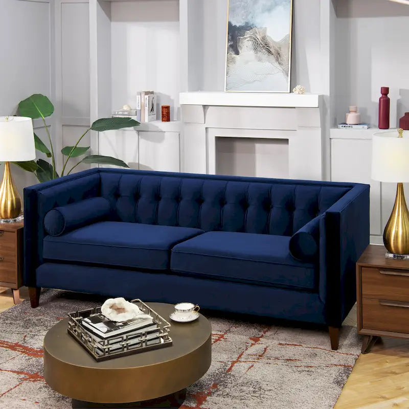 Jack 84  Modern Upholstered Tufted Tuxedo Sofa