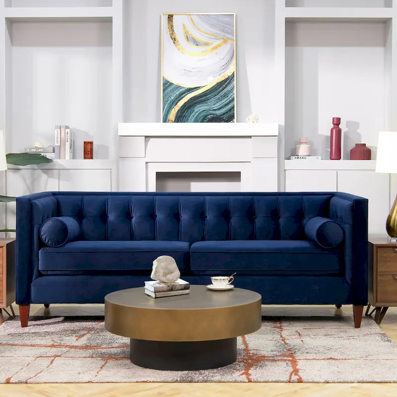 Jack 84  Modern Upholstered Tufted Tuxedo Sofa