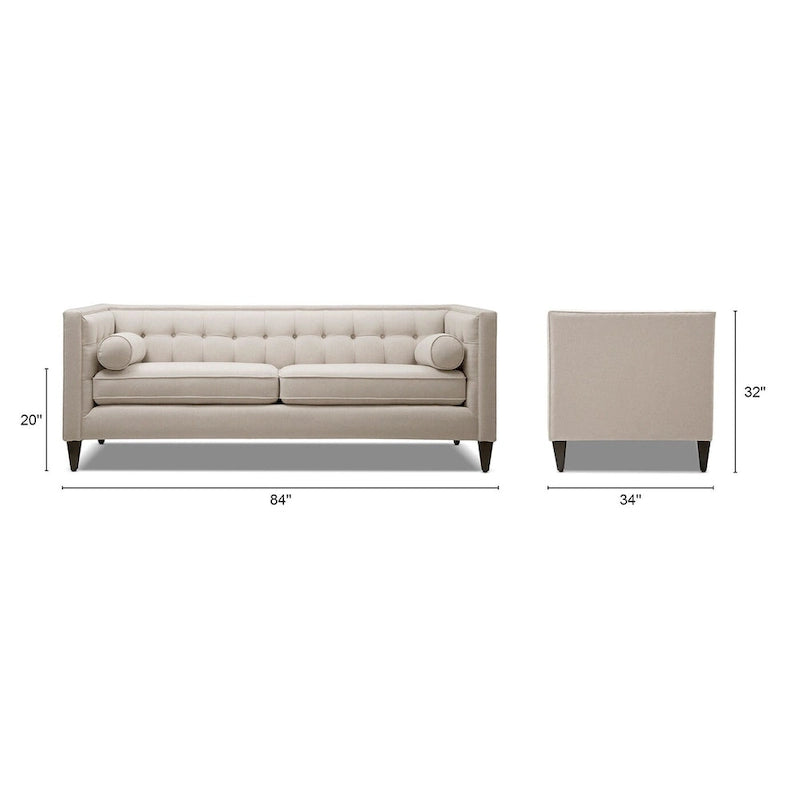 Jack 84  Modern Upholstered Tufted Tuxedo Sofa