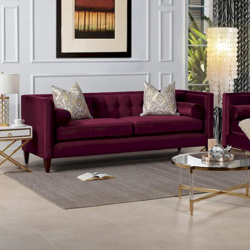 Jack 84  Modern Upholstered Tufted Tuxedo Sofa
