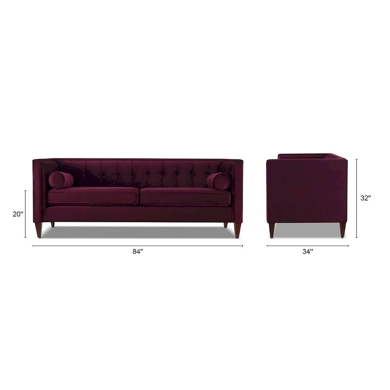 Jack 84  Modern Upholstered Tufted Tuxedo Sofa
