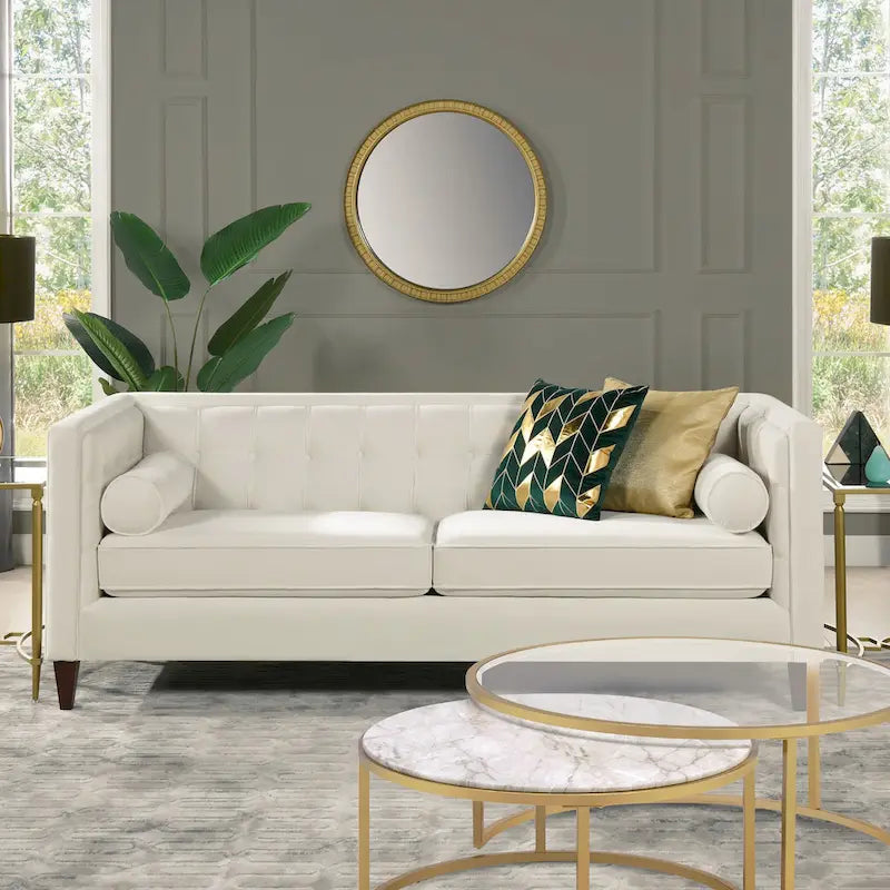 Jack 84  Modern Upholstered Tufted Tuxedo Sofa