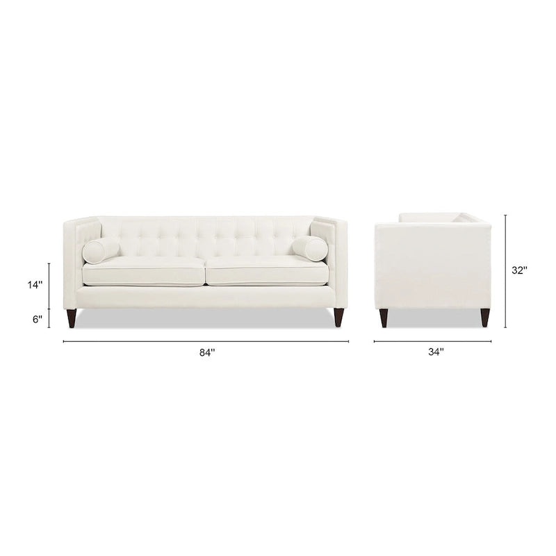 Jack 84  Modern Upholstered Tufted Tuxedo Sofa