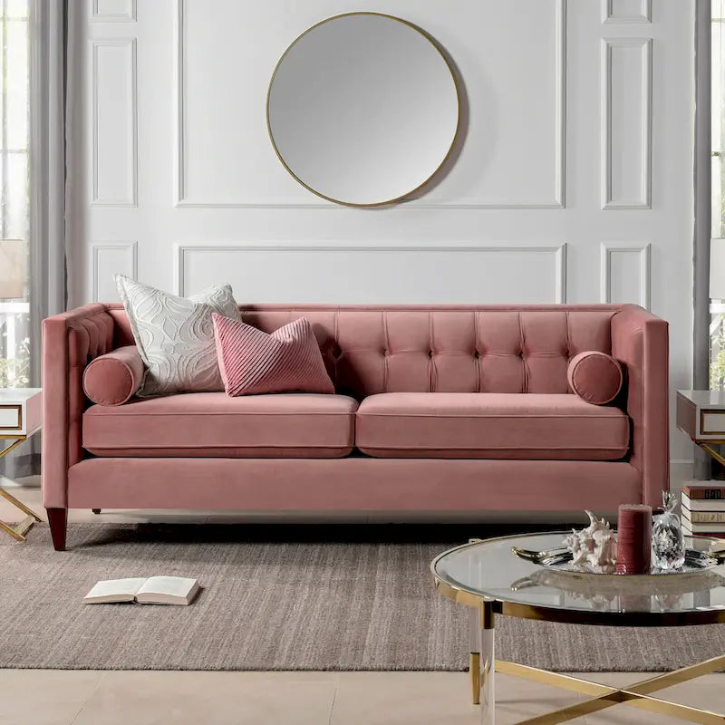 Jack 84  Modern Upholstered Tufted Tuxedo Sofa