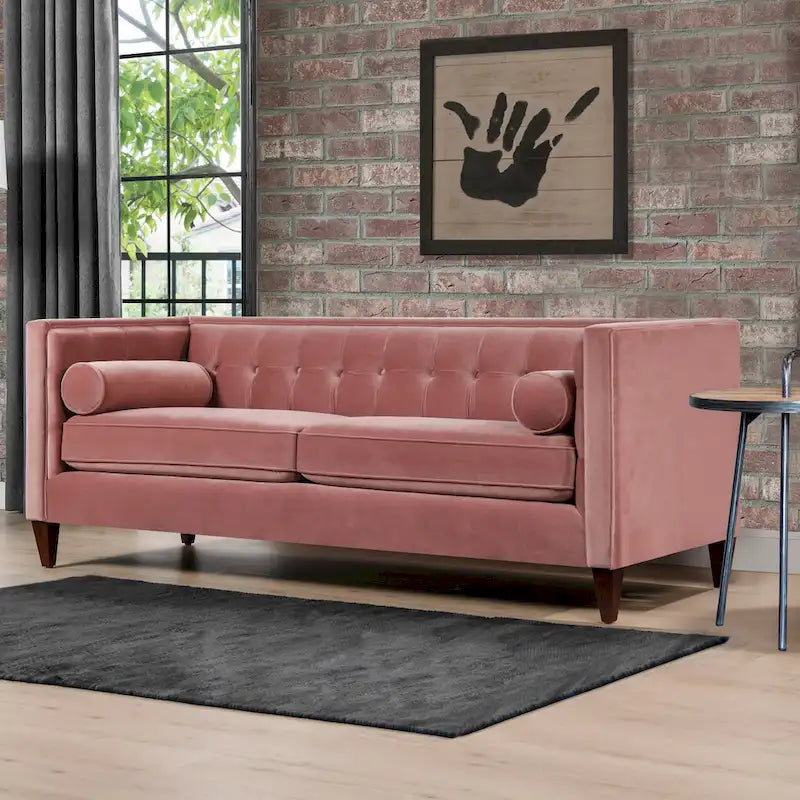 Jack 84  Modern Upholstered Tufted Tuxedo Sofa